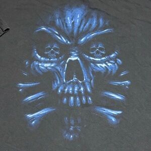 Vintage Blue Skull Y2K Shirt with Tennessee River Tag - Size XL